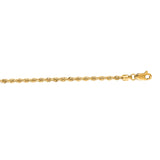 14K Yellow Gold 2.5mm Rope 16 Chain with Lobster Lock