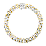 14K Yellow Gold 9.5mm White Pave Lite Miami Cuban 22 Chain Necklace