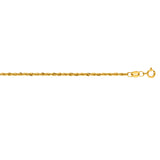 10K Yellow Gold 1.5mm Diamond Cut Lite Rope 16 Chain with Lobster Lock