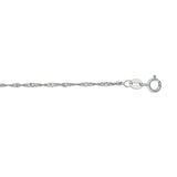 10K White Gold 1.5mm Singapore 7 Chain Bracelet with Spring Ring Clasp