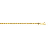 10K Yellow Gold 2.0mm Diamond Cut Lite Rope 16 Chain with Lobster Lock
