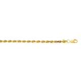 10K Yellow Gold 3.2mm Diamond Cut Lite Rope 7 Chain Bracelet with Lobster Lock
