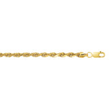 10K Yellow Gold 4.0mm Diamond Cut Lite Rope 24 Chain with Lobster Lock