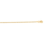 10K Yellow Gold 1.6mm Solid Diamond Cut Royal Rope 7 Chain Bracelet with Lobster Lock