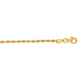 10K Yellow Gold 2mm Solid Diamond Cut Royal Rope 24 Chain with Lobster Lock