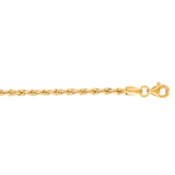 10K Yellow Gold 2.5mm Solid Diamond Cut Royal Rope 30 Chain with Lobster Lock