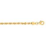 10K Yellow Gold 3.0mm Solid Diamond Cut Royal Rope 18 Chain with Lobster Lock