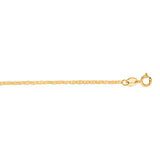 10K Yellow Gold 1.2mm Mariner 10 Chain Anklet with Spring Ring