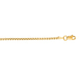 14K Yellow Gold 1.6mm 16 Solid Round Box Chain with Lobster Clasp