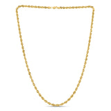 10K Yellow Gold 5mm 8 Diamond Cut  Semi-Solid Rope 8 Chain Bracelet with Lobster Clasp
