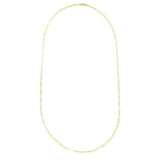 14K Yellow Gold 18 2.8mm Alternating Paperclip Link Chain Necklace with Lobster Lock.