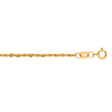 14K Yellow Gold 1.5mm Lite Rope 7 Chain Bracelet with Lobster Lock