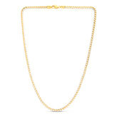 14K Two-tone Gold 4mm Round Pave Franco 20 Chain Necklace with Lobster Clasp