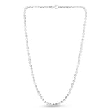 Sterling Silver 4mm Moon-cut Bead 18 Chain with Lobster Clasp. Item has rhodium finish.