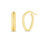 14K Yellow Gold Double Oval Hoop Earrings with Hinged Clasp