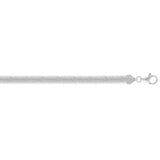 Sterling Silver 7 6.4mm Oval Snake Chain Bracelet with Lobster Clasp. Item is rhodium plated.
