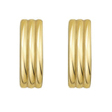 14K Yellow Gold Polished Triple Row Oval Hoop Earrings with Snap Clasp