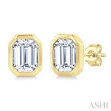 3/8 Ctw Emerald Pie Cut Diamond Fashion Stud Earring in 14K Yellow Gold