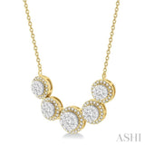 3/4 Ctw Circular Mount Lovebright Round Cut Diamond Necklace in 14K Yellow & White Gold