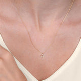 1/20 Ctw Initial 'C' Round Cut Diamond Pendant With Chain in 14K White Gold
