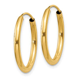 14k 2x20mm Polished Round Endless Tube Hoop Earrings