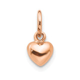 14K Rose Polished 3-D Puffed Heart Charm