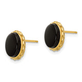 14k Madi K Bezel Oval Onyx Earrings
