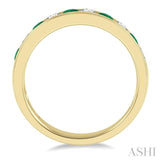 2.6 MM Emerald and 3/8 Ctw Round Cut Diamond Precious Wedding Band in 14K Yellow Gold