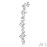 1/2 Ctw Baguette and Round Cut Diamond Scatter Drop Earring in 14K White Gold