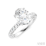 1/3 Ctw Oval Shape Round Cut Diamond Semi-Mount Engagement Ring in 14K White Gold