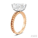 1/10 Ctw Emerald Shape Round Cut Diamond Semi-Mount Engagement Ring in 14K Rose and White Gold
