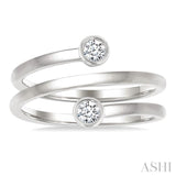 1/5 Ctw Round Shape Diamond Bezel Double Coil Fashion Ring in 14K White Gold
