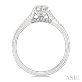 1/2 Ctw Split Crisscross Shank Diamond Engagement Ring With 1/3 Ct Round Cut Diamond Center Stone in 14K White Gold