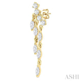 3/4 Ctw Mini Chandelier Marquise and Round Cut Diamond Fashion Earrings in 14K Yellow Gold