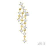 3/4 Ctw Round Cut Diamond Mini Chandelier Fashion Long Earrings in 14K Yellow Gold