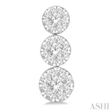 1 Ctw Hanging Triple Mount Lovebright Round Cut Diamond Earrings in 14K White Gold