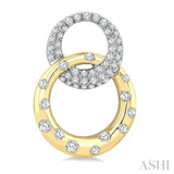 1/2 Ctw Round Cut Diamond Interlocked Mosaic Circle Fashion Earrings in 14K Yellow and White Gold