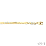 1/4 Ctw Marquise & Trio Circular Mount Round Cut Diamond Fashion Bracelet in 10K Yellow Gold