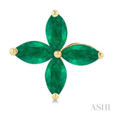5X2.5 MM Marquise Shape Emerald Floral Precious Earrings in 10K Yellow Gold