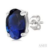 6X4MM Oval Cut Sapphire Precious Stud Earrings in 14K White Gold