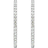 14K White Gold 6 1/2 CTW Natural Diamond Inside-Outside 51 mm Hinged Hoop Earrings