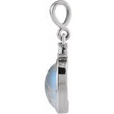 14K White Gold 6x4 mm Natural Rainbow Moonstone & .015 CT Natural Diamond Pendant