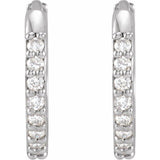 Platinum 1/8 CTW Natural Diamond Hinged 12.5 mm Hoop Earrings
