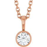 14K Rose Gold 1/6 CT Natural Diamond Bezel-Set Solitaire 16-18
