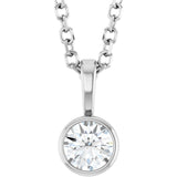 Sterling Silver 1/6 CT Natural Diamond Bezel-Set Solitaire 16-18" Necklace