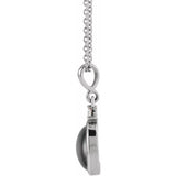 Sterling Silver 6x4 mm Natural Black Onyx & .015 CT Natural Diamond 16-18" Necklace