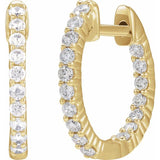 14K Yellow Gold 1/2 CTW Lab-Grown Diamond Inside-Outside Hinged 14.5 mm Hoop Earrings