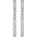 14K White Gold 4 CTW Natural Diamond Inside-Outside Hinged 36 mm Hoop Earrings