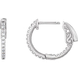 14K White Gold 1/3 CTW Natural Diamond Inside-Outside 15.5 mm Hinged Hoop Earrings