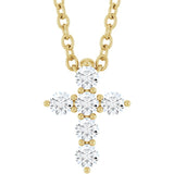14K Yellow Gold 1/6 CTW Lab-Grown Diamond Cross 16-18